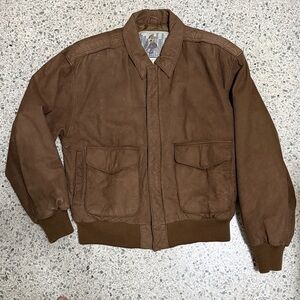 Brown Leather Bomber Jacket